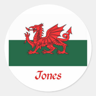 Pegatina Redonda Bandera galesa de Jones
