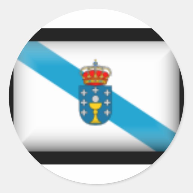 Pegatina Redonda Bandera gallega de España (Anverso)