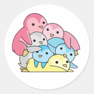 Pegatina Redonda Bandera Genderflux Orgullo Lgbtq Cute Pingüino Cla