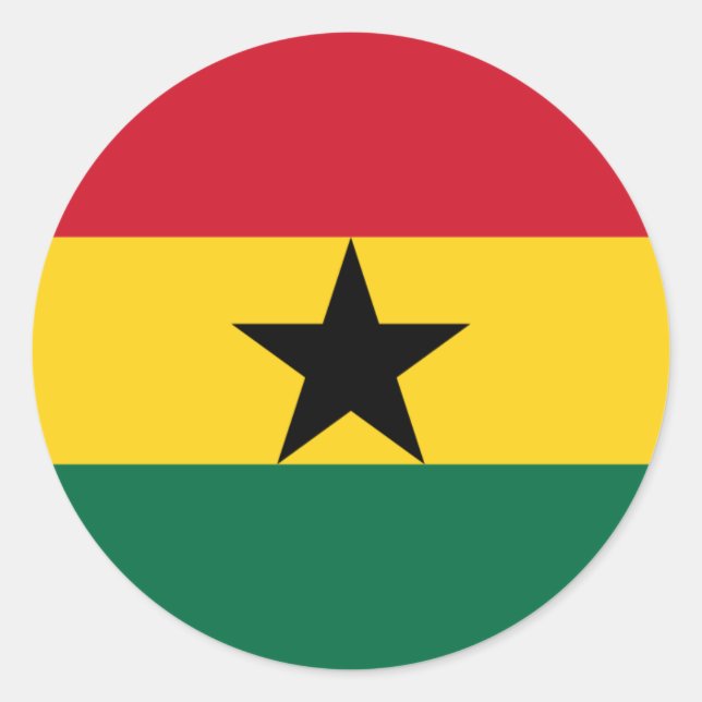 Pegatina Redonda Bandera ghanesa, bandera de Ghana (Anverso)