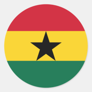 Pegatina Redonda Bandera ghanesa, bandera de Ghana