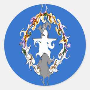 Pegatina Redonda Bandera Gnarly de las Mariana septentrionales