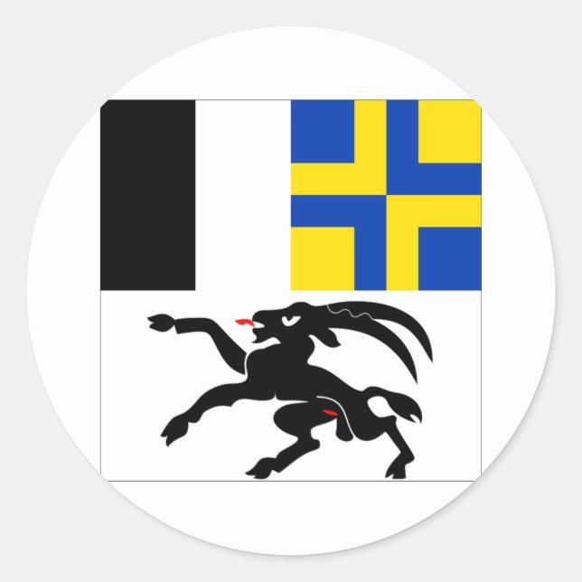 Pegatina Redonda Bandera Graubuenden (Anverso)