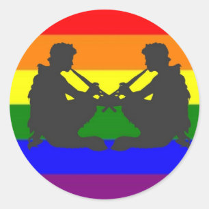 Pegatina Redonda Bandera griega alterna del orgullo gay