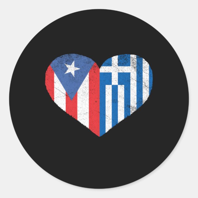 Pegatina Redonda Bandera griega puertorriqueña ama a Grecia Puerto  (Anverso)