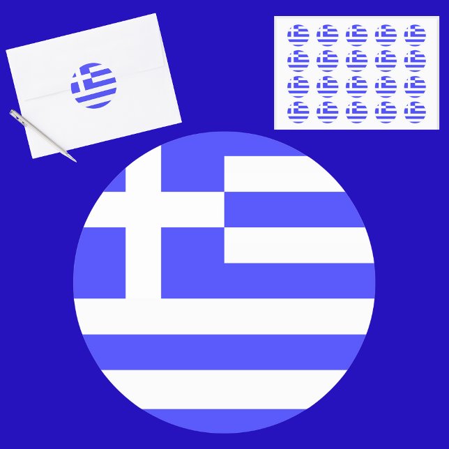 Pegatina Redonda Bandera Griega Total (Subido por el creador)