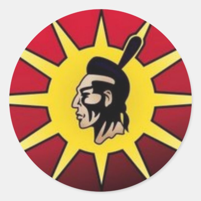 Pegatina Redonda Bandera guerrera (Anverso)