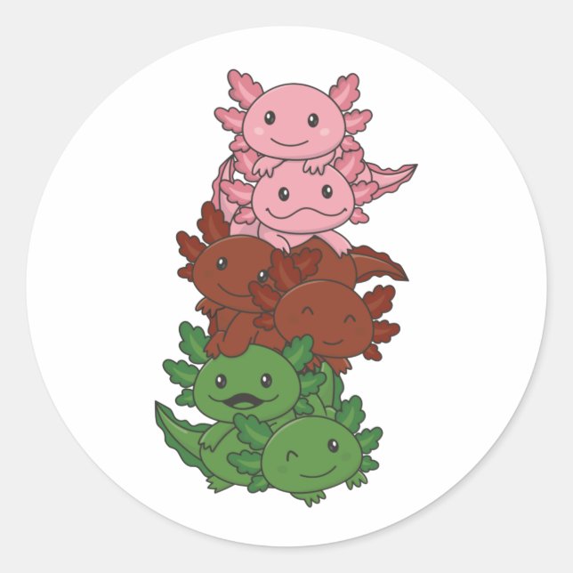 Pegatina Redonda Bandera Gynosexual Gander Pride Lgbtq Axolotl Pile (Anverso)