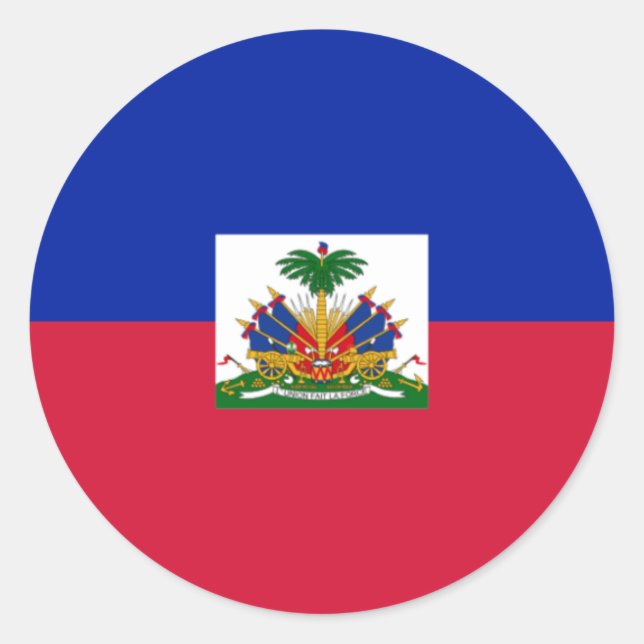 Pegatina Redonda Bandera haitiana, bandera de Haití (Anverso)