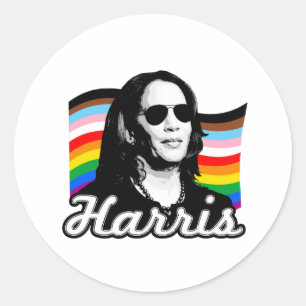 Pegatina Redonda Bandera Harris Inclusiva