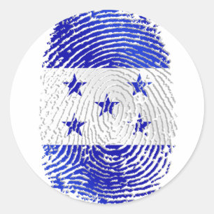Pegatina Redonda Bandera hondureña al 100% de huellas dactilares de