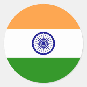 Pegatina Redonda Bandera india - Imagen de alta calidad
