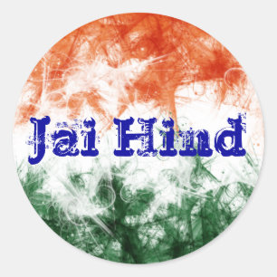 Pegatina Redonda Bandera india Jai Hind