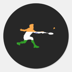 Pegatina Redonda Bandera india raqueta de bádminton lanzadera hombr