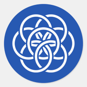 Pegatina Redonda Bandera internacional del planeta Tierra