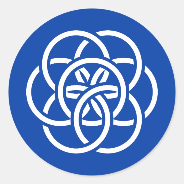 Pegatina Redonda Bandera internacional del planeta Tierra (Anverso)