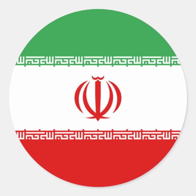 Pegatina Redonda Bandera iraní, Bandera de Irán (Anverso)