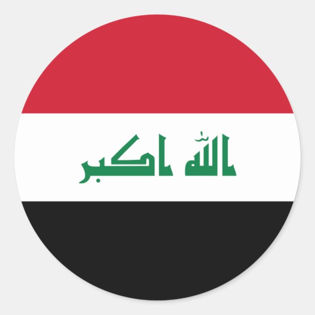 Pegatina Redonda Bandera iraquí, bandera de Iraq (Anverso)