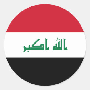 Pegatina Redonda Bandera iraquí, bandera de Iraq