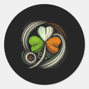 Pegatina Redonda Bandera irlandesa angustiada Shamrock Banderas irl
