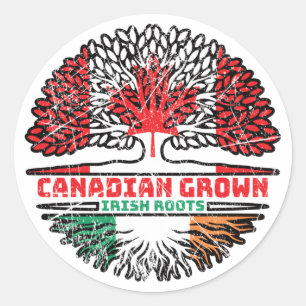 Pegatina Redonda Bandera irlandesa canadiense de árboles