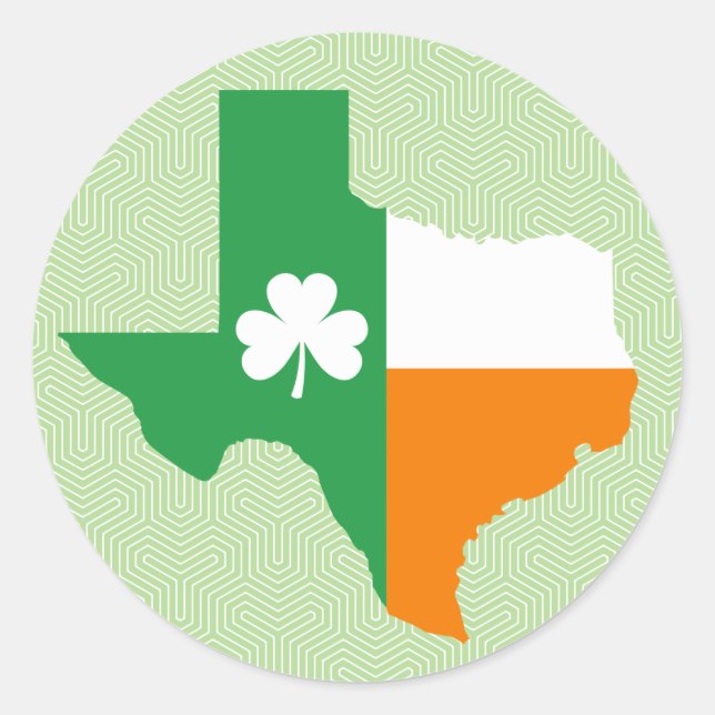 Pegatina Redonda Bandera irlandesa de Texas (Anverso)