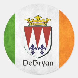 Pegatina Redonda Bandera irlandesa DeBryan