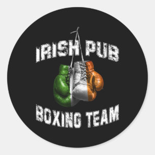 Pegatina Redonda Bandera irlandesa del boxeo gracioso - Pub irlandé