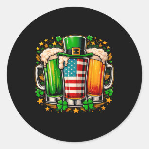 Pegatina Redonda Bandera irlandesa norteamericana San Patricio
