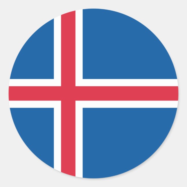 Pegatina Redonda Bandera islandesa, bandera de Islandia (Anverso)