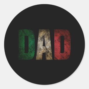 Pegatina Redonda Bandera Italiana: Camisa Papá Para Papá Italiano