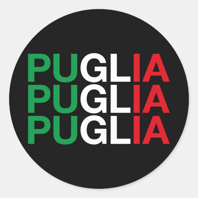 Pegatina Redonda Bandera italiana de PUGLIA (Anverso)