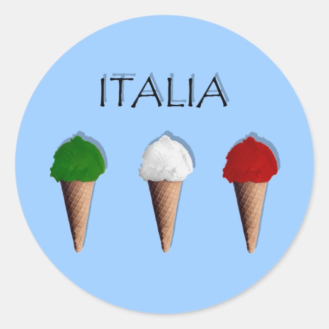 Pegatina Redonda Bandera italiana del helado de Gelati de Italia (Anverso)