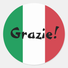 Pegatina Redonda Bandera italiana Gracias Grazie!