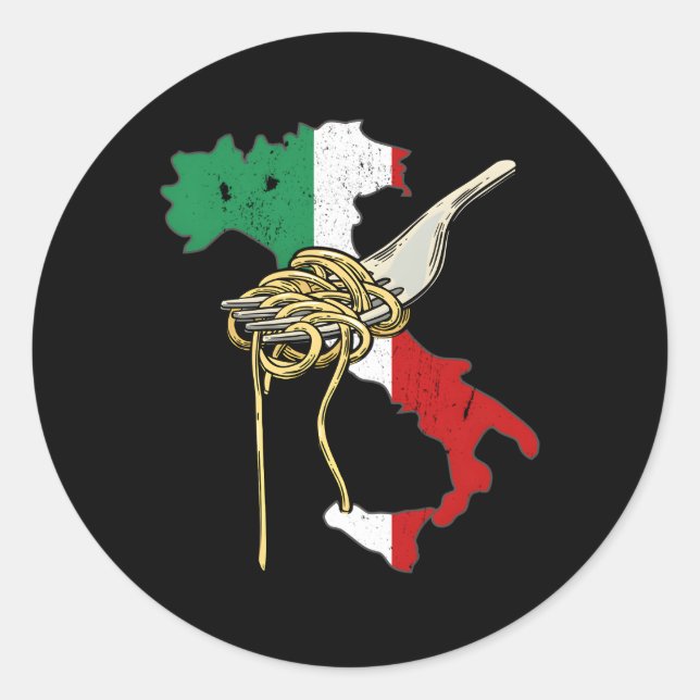 Pegatina Redonda Bandera italiana Mapa de España Pasta Italia (Anverso)