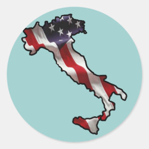 Pegatina Redonda Bandera ítaloamericana