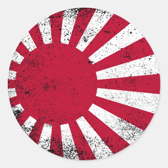 Pegatina Redonda Bandera japonesa (Anverso)