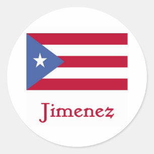 Pegatina Redonda Bandera jimenez puertorriqueña