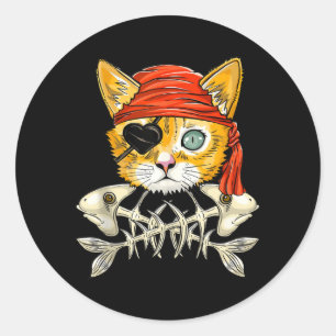 Pegatina Redonda Bandera Jolly Roger Cráneo y Huesos Cruzados - Gat