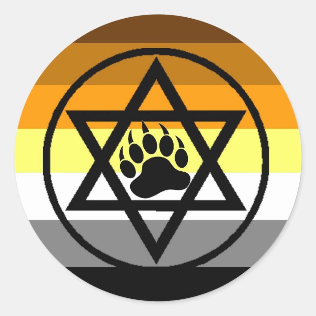 Pegatina Redonda Bandera judía del orgullo del oso (Anverso)
