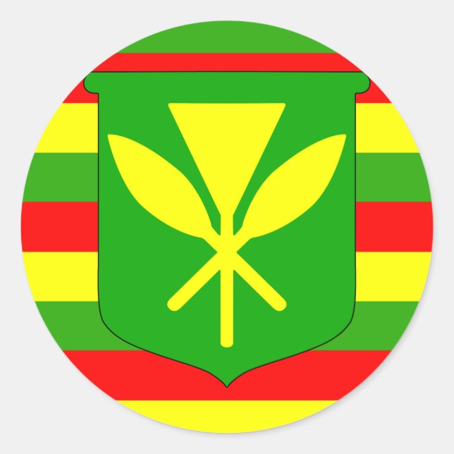 Pegatina Redonda Bandera Kanaka Maoli (Anverso)