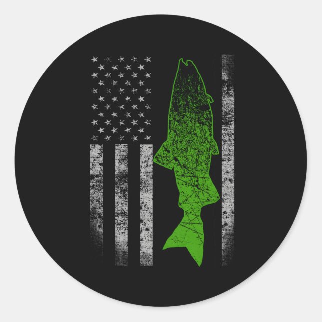 Pegatina Redonda Bandera kokanee Pesca kokanee (Anverso)