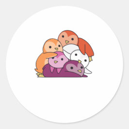 Pegatina Redonda Bandera Lesbiana Orgullo Lgbtq Cute Pingüino