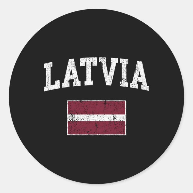 Pegatina Redonda Bandera letona (Anverso)