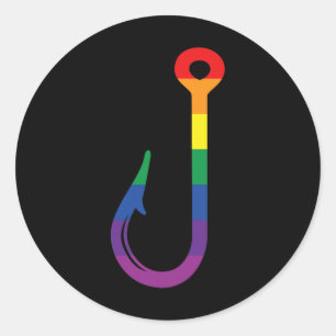 Pegatina Redonda Bandera Lgbt Anzuelo de Pescar Angler Gay Orgullo 