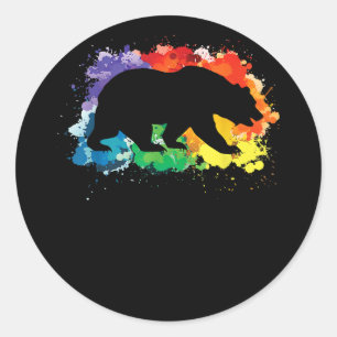 Pegatina Redonda Bandera LGBT suena gay, estoy en copia