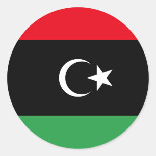 Pegatina Redonda Bandera libia, bandera de Libia