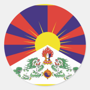 Pegatina Redonda Bandera libre del Tíbet