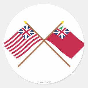 Pegatina Redonda Bandera magnífica cruzada del rojo de la bandera