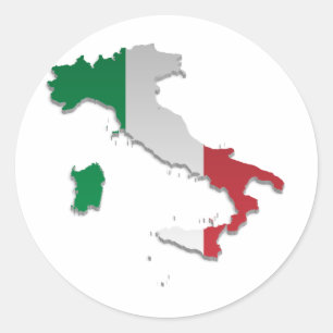 Pegatina Redonda Bandera Map_2 de Italia